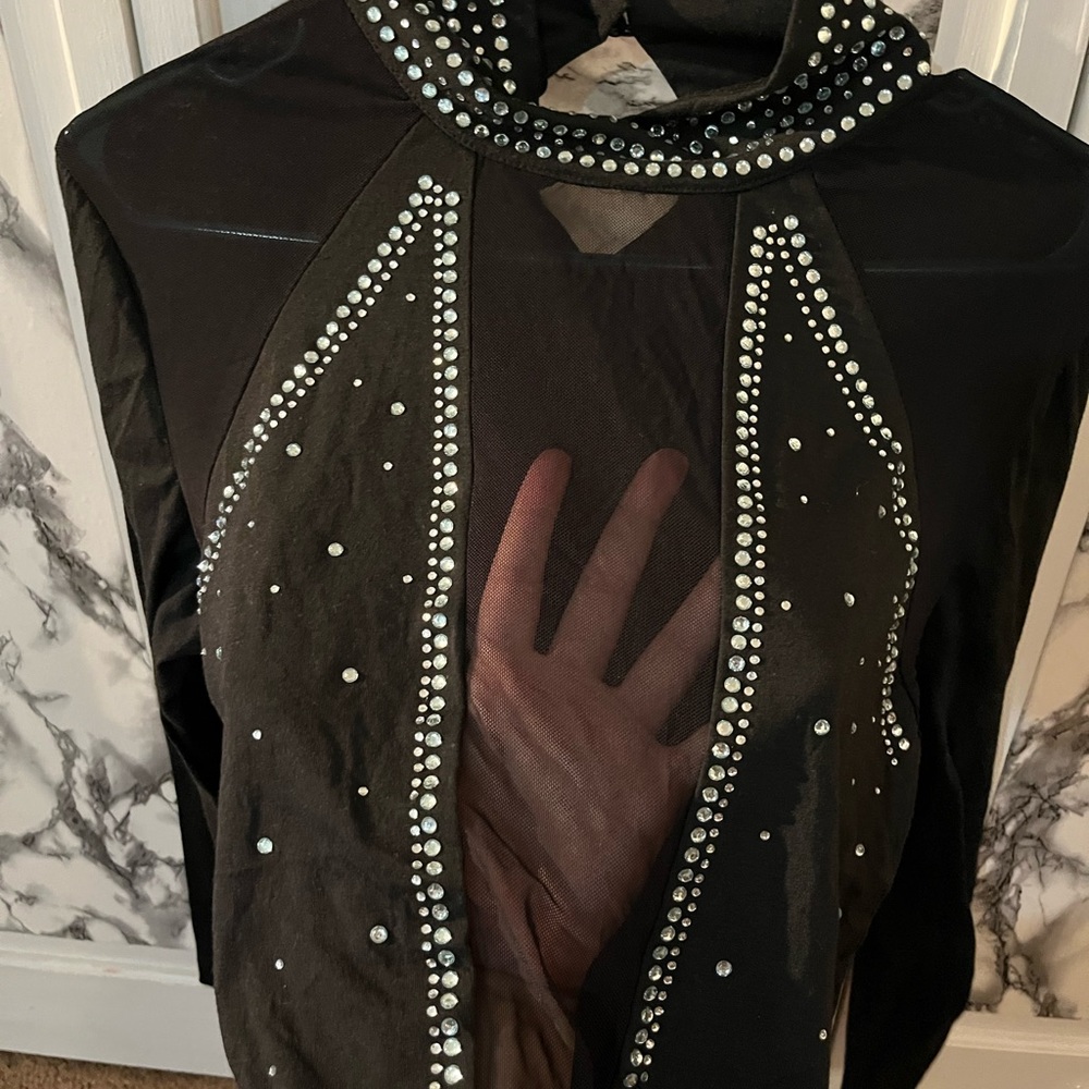 Sexy turtleneck rhinestone top